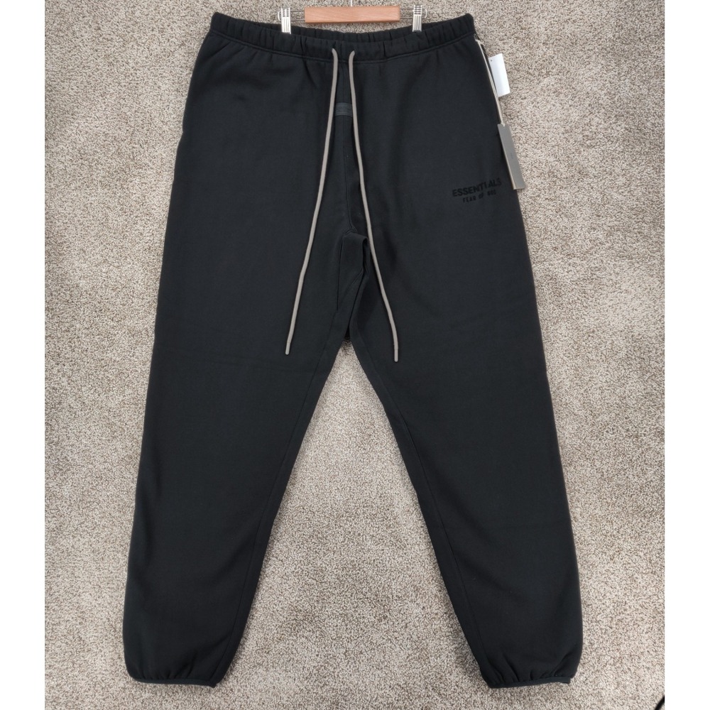 Essentials Fear of God Men's Black 2XL XXL Cotton Sweatpants Elastic Waist Logo